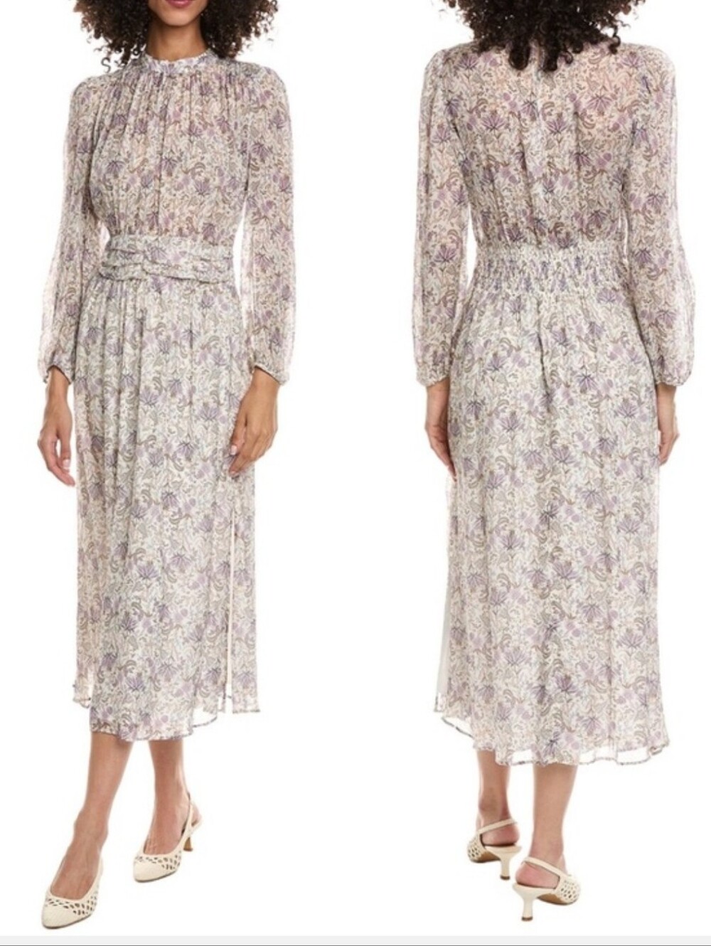 The Kooples White and Light Purple Liberty Field Floral Dress NEW
